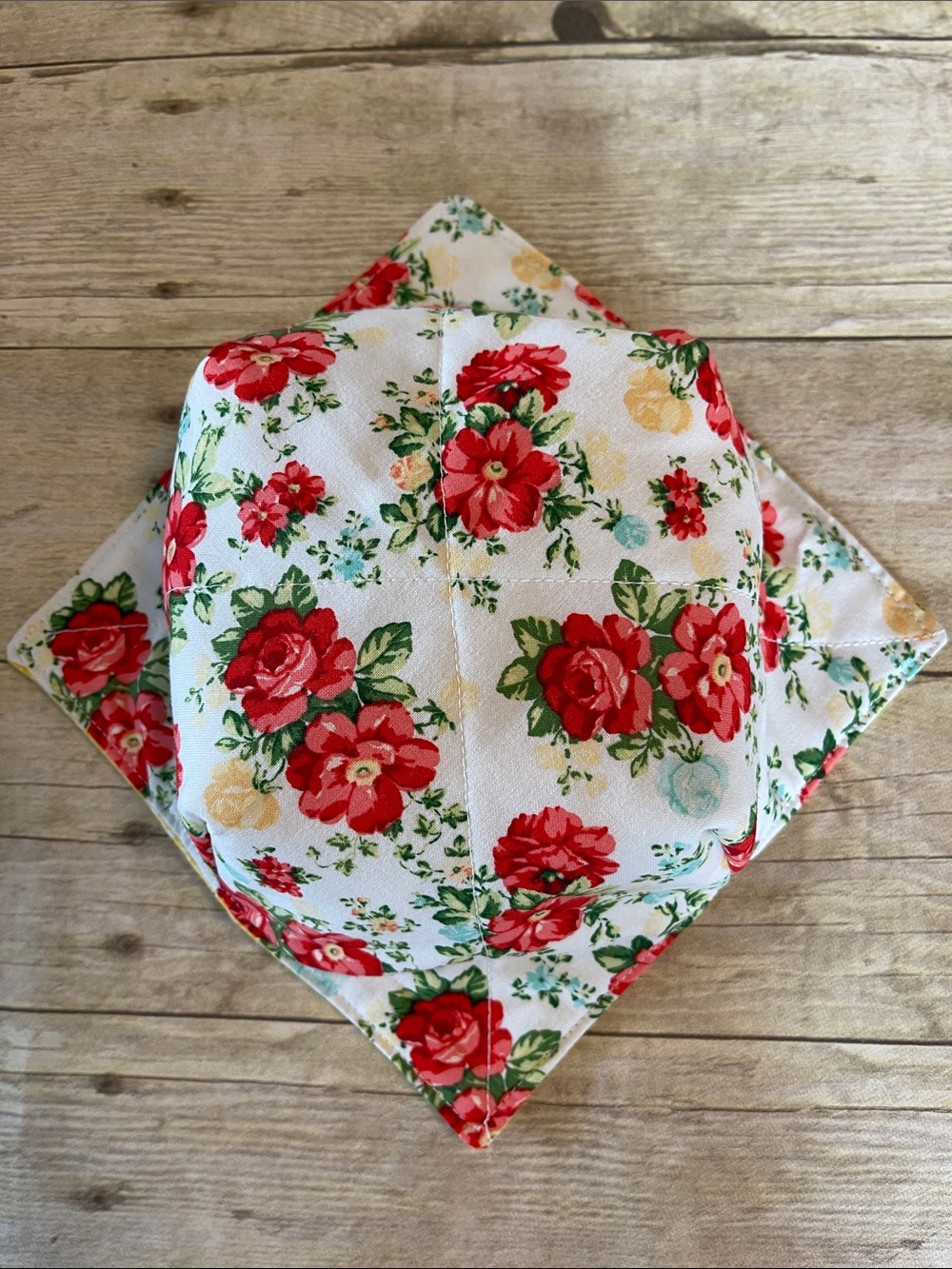 Microwave Bowl Cozy Reversible With Yellow Pioneer Woman Cotton Fabric Flowers